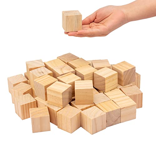 50 Pack 1.5 Inches Unfinished Wood Cubes Blocks - Natural Wooden Square Blocks Great for Crafts Making - WoodArtSupply