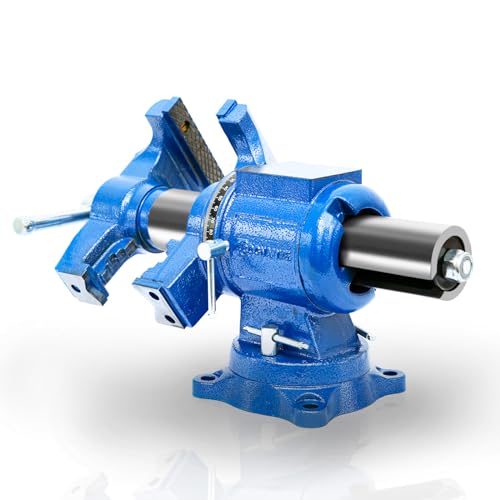 COGNATIVE 360° Multi-Purpose Bench Vise, Ductile Iron, Heavy Duty with Anvil, Clamp force 4000KG, Blue, 5-Inch COGNATIVE