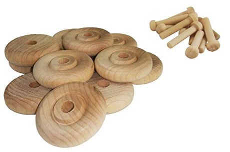 Wood Wheels - 100 Pack with Free Axle Pegs - Made in USA (1.25" Diameter) Maple Landmark