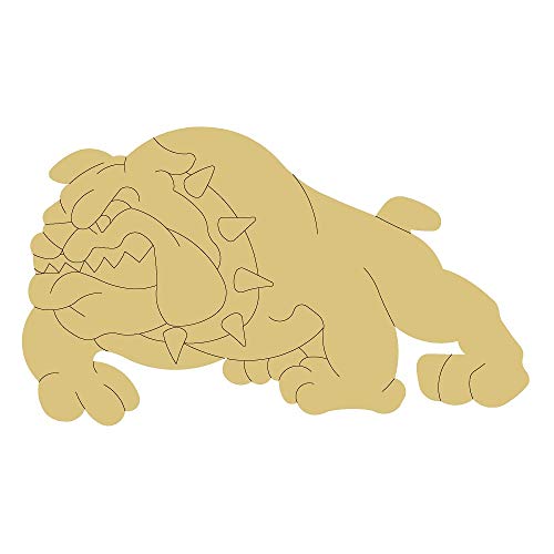 Bulldog Design by Lines Cutout Unfinished Wood Animal Decor Mascot Coloring Book Door Hanger Everyday MDF Shape Canvas Style 2 (12") - WoodArtSupply