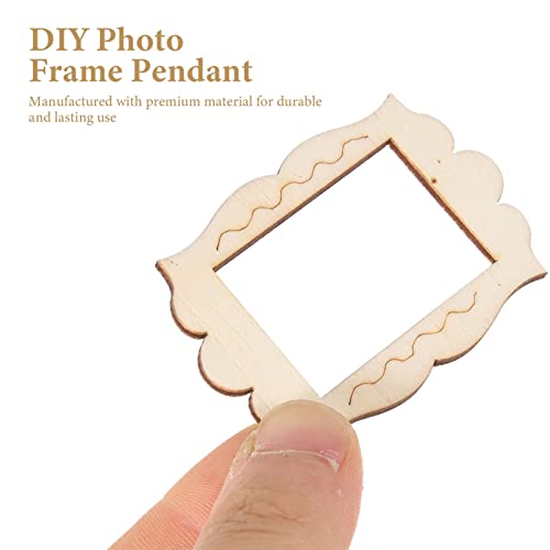 COHEALI 20pcs Undyed Wood Photo Frame Pendants Unfinished Wooden Cutout Shapes Pieces Necklace Earrings Charms Ornament for Jewelry Making DIY Craft