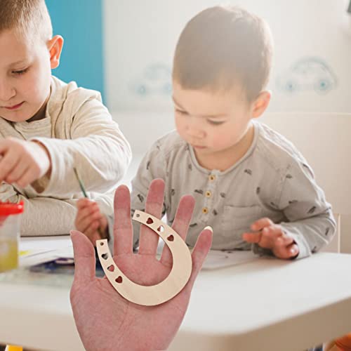 ARTIBETTER 24pcs Blank Horseshoe Wood Chips Wood Trim Handmade Gifts Wood Gifts Horseshoe Wooden Chip Horseshoe Wood Cutout Wooden Circles Unfinished ARTIBETTER
