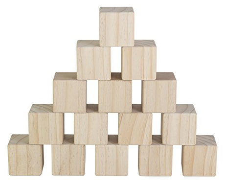 Set of 15 Large Wooden Blocks - 2 Inch Natural Wood Square Cubes - with Sanded Smooth Surface for Photo Blocks, Crafts, Art Supplies, Puzzle Projects My Toy House