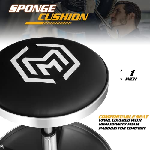 Magshion Rolling Stools with Wheels 300 lbs Capacity Pneumatic Rolling Mechanic Stool, Height-Adjustable Padded Roller Seat with Wheels & Tool Tray Magshion