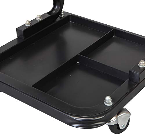 Torin ATR7211 Blackjack Rolling Creeper Garage/Shop Seat: Padded Mechanic Stool with Tool Tray Storage, Black, Large Torin