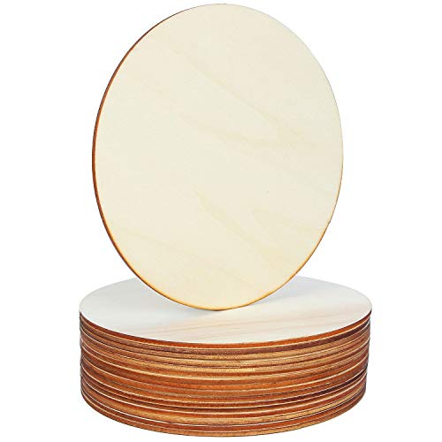 CertBuy 50 Pack 6 Inch Unfinished Wooden Circles, Round Wood Pieces Wooden Cutouts for Crafts, Door Hanger, Painting, Staining, Carving, Christmas,