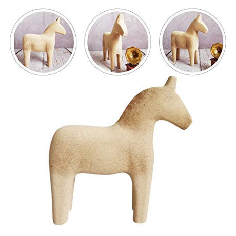 HEALLILY Vintage Unfinished Swedish Wooden Dala Horse Unfinished Wooden Horse Figurine Statue Horse Painting by Yourself S HEALLILY