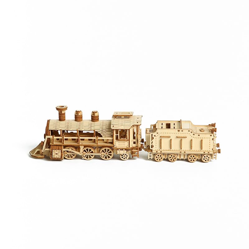 Suerte 3D Puzzles for Adult Wooden Train Model Set DIY Assembly Mechanical Puzzles Wood Train Building Model Kit Gift for Men Teens Kids on Birthday Suerte
