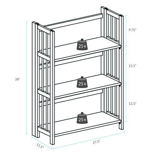 Casual Home 3-Shelf Folding Stackable Bookcase (27.5" Wide)-Natural - WoodArtSupply