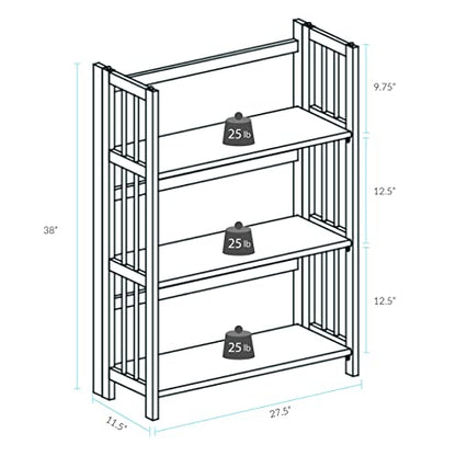 Casual Home 3-Shelf Folding Stackable Bookcase (27.5" Wide)-Natural - WoodArtSupply