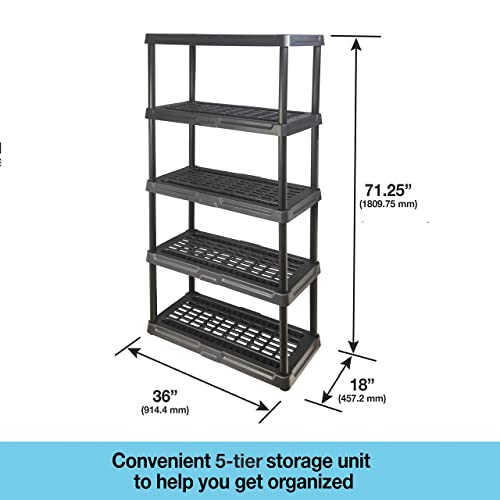 BLACK+DECKER, (71”H x 36”W x 18”D 5-Tier Heavy Duty Ventilated Storage Shelf, 150 lbs per Shelf, Plastic Shelving Unit (1, 5-Tier (18x36)) - WoodArtSupply