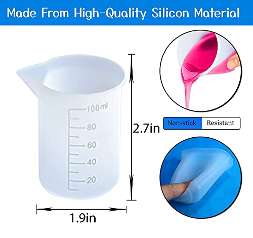 Yuiviot Reusable Silicone Epoxy Resin Tools Kit, Silicon Mat, Silicon Measuring Mixing Cups, Silicon Stir Sticks, Pipettes, Finger Cots for Epoxy - WoodArtSupply