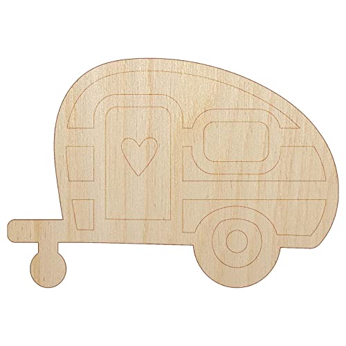 Charming Little Camper Camping Outdoor Life Unfinished Wood Shape Piece Cutout for DIY Craft Projects - 1/8 Inch Thick - 4.70 Inch Size Sniggle Sloth