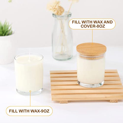 15 Pack)Frosted Glass Candle Jars with Bamboo Lids for Making