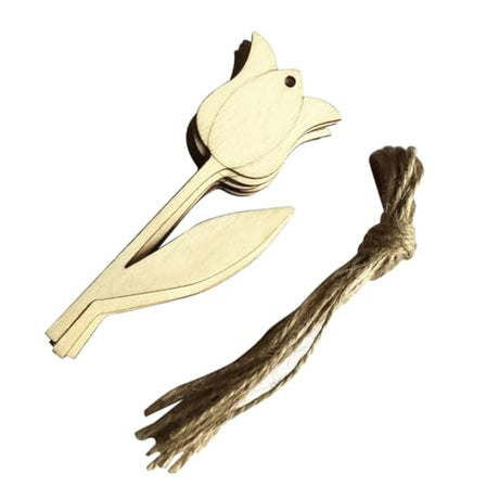 FUNOMOCYA 10pcs Unfinished Wooden Ornaments Flower Hanging Ornament Wooden Tulip Embellishment Hanging Decor Wooden Blank Tulip Tags Flower Slice FUNOMOCYA