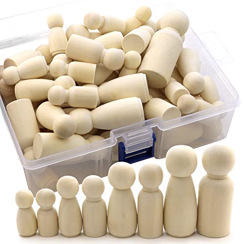NODG 50 Pieces of Unfinished Wooden peg Dolls, Wooden Puppets,Doll Bodies, Decorative Wooden peg Dolls, Suitable for Children's DIY Crafts, Painting,