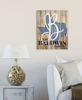 Personalized Printed Wood Family Name Sign with Established Date and State Shape Design 16x20 MRC Wood Products