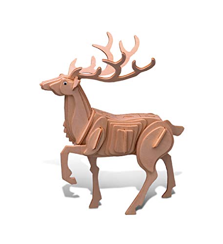 Puzzled 3D Puzzle Deer Wood Craft Construction Model Kit, Fun, Unique & Educational DIY Wooden Toy Assemble Model Unfinished Crafting Hobby Puzzle to Puzzled
