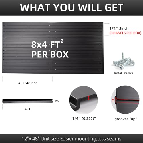 Slatwall Panel Garage Wall Organizer Heavy Duty Wall Mounted, PVC Slat Wall Panels Garage Wall and Home Organizer Storage System, Garage Slatwall for FRAYSCENT