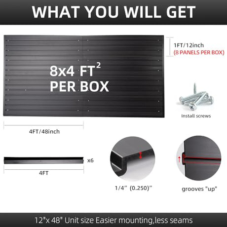 Slatwall Panel Garage Wall Organizer Heavy Duty Wall Mounted, PVC Slat Wall Panels Garage Wall and Home Organizer Storage System, Garage Slatwall for FRAYSCENT