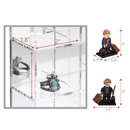 Ikee Design Mountable 25 Compartments Acrylic Display Case Cabinet Stand with Mirrored Back - Display Shelves for Collectibles, Gemstone and Figures, - WoodArtSupply