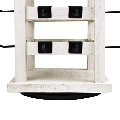 Ikee Design Wood Rotating Jewelry Display Tower With 42 Removabl Hooks,Spinning Earring Card Storage Display Stand for Store, Showcase, Tradeshow and Ikee Design