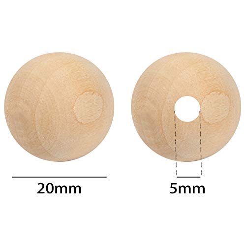 Wooden Beads, 200 Pcs 20mm Wood Beads Unfinished Natural Round Wooden Loose Beads Wood Spacer Beads for Crafts Jewelry Making Garland Making (20mm) Lainrrew