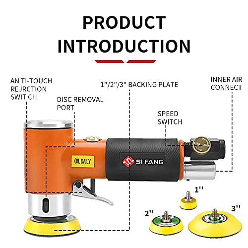 SI FANG® Mini Air Sander 1" 2" 3", Air Sanders for Auto Body Work 20,000RPM High Speed Mini Polisher, Pneumatic Sander, Polishing/Sanding Kit 51 PCS - WoodArtSupply