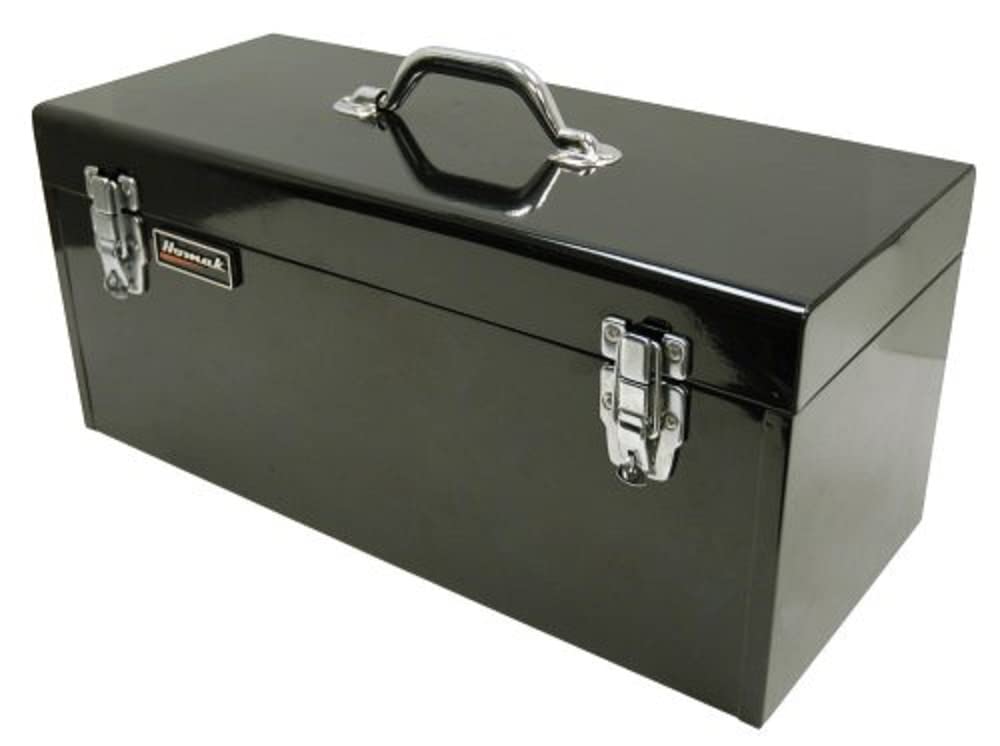 Homak Steel Flat Top Toolbox with Removable Tray, Black, 20 Inches