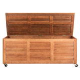 Safavieh PAT7038A Outdoor Collection Elina Teak 47.2" Cushion Deck Box, Natural Safavieh