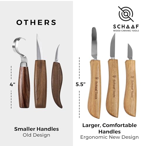 Schaaf Wood Carving Tools Deluxe Wood Carving Kit | Includes Detail Knife, Chip Carving Knife, Sloyd Wood Carving Knife, Spoon Carving Kit | Adult Schaaf Wood Carving Tools