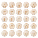 Craftdady 100Pcs 14-16mm Large Hole Wood Beads Round Letter Beads Vowel A E I O U Wooden European Beads Alphabet Beads for DIY Garland Macrame Craftdady