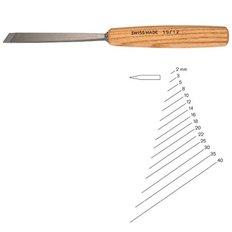 PFEIL "Swiss Made" 10mm # 1 Sweep Skew Cut Chisel - Double Bevel - WoodArtSupply
