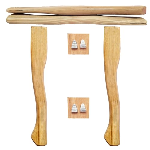 2 Pack American Hickory Axe Handle Replacement for 14" Axes That use 1-1/4 Pound Heads Complete Set with Wooden and Steel Wedges - Hatchet Handle Cuitáxi