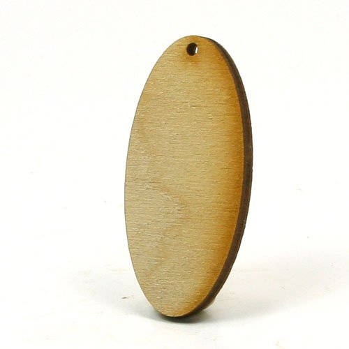 Mylittlewoodshop Pkg of 50 - Oval - 2 inches Tall by 1 inch Wide with 1 2mm Hole and 1/8 inch Thick Unfinished Wood (LC-OVALH1-50) Unique Wood Shapes