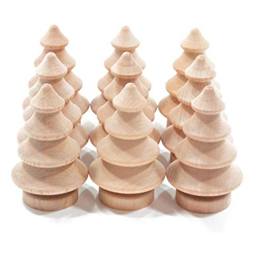 FOMIYES 10pcs Unfinished Mini Christmas Trees for DIY Crafts Wooden Unfinished Miniature Trees Drawing Doll Toy Wooden Peg Doll for Home Decoration FOMIYES