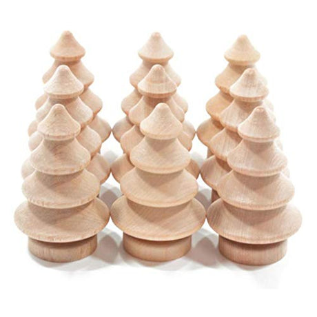 FOMIYES 10pcs Unfinished Mini Christmas Trees for DIY Crafts Wooden Unfinished Miniature Trees Drawing Doll Toy Wooden Peg Doll for Home Decoration FOMIYES
