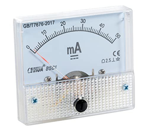 Cloudray Ammeter Gauge DC 0-50mA Analog Current Panel 85C1 2.5 Accuracy for Auto Circuit Measurement Tester (DC 50mA) Cloudray