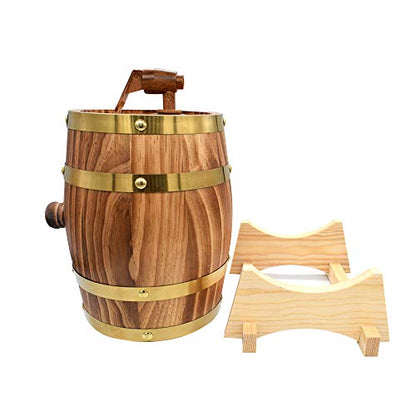 Large 10L Oak Aging Barrels Whiskey Barrel Dispenser Wine Bucket No Leak for Storage Wine & Spirits & Whisky (with baked oak chips) - WoodArtSupply