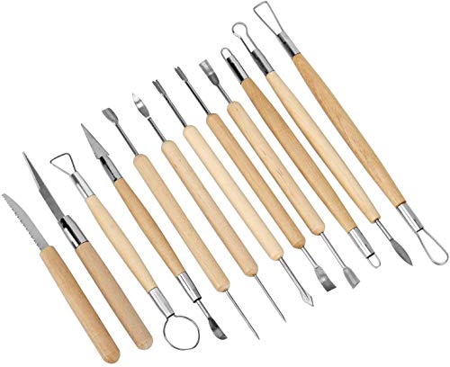 Blisstime Set of 30 Clay Sculpting Tools Wooden Handle Pottery Carving Tool Kit Blisstime