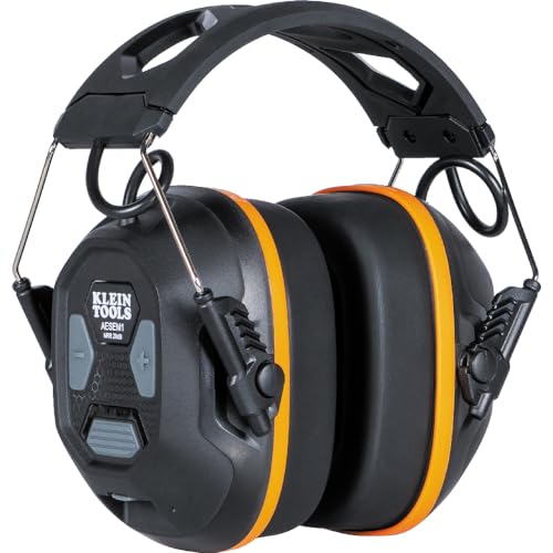 Klein Tools AESEM1 Hearing Protection Safety Earmuffs with Bluetooth Technology, NRR 20dB, 70-Hour Runtime Klein Tools