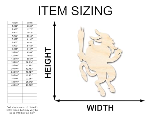 Unfinished Wood Krampus Shape | Craft Cutout | up to 36" DIY 4" / 1/2" 24 Hour Crafts