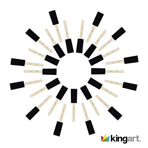 KINGART 241-25 Foam 25 Pc. Value Pack 1" Brush Set, Short Wood Handle, for Oil, Acrylic & Watercolor Paint, Great for Crafts, DIY Home Projects, - WoodArtSupply