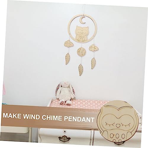 DECHOUS 2 Pcs Wind Chime Ornament Baby Nursery Wood Cutout Wood Dream Catcher Dream Catcher Making Kit Baby Nursery Wood Hanging Dream Catchers DECHOUS