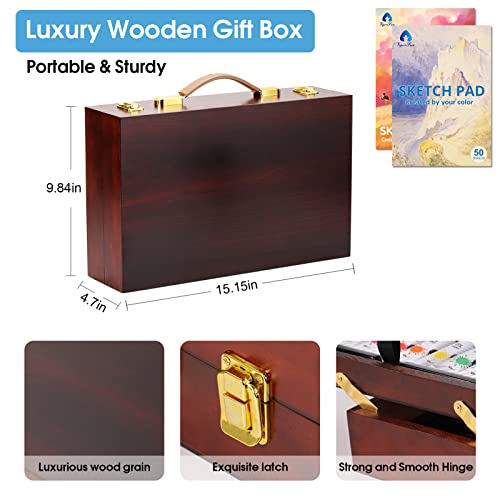 Art Supplies, Vigorfun Deluxe Wooden Art Set Crafts Drawing Painting Kit with 2 Sketch Pads, Oil Pastels, Acrylic, Watercolor Paints, Creative Gifts VigorFun