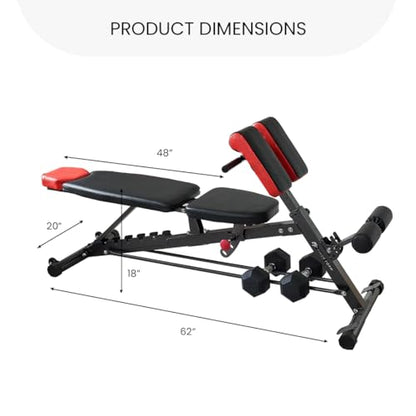 Finer Form Multi-Functional FID Weight Bench for Full All-in-One Body Workout – Adjustable weight bench for Hyper Back Extension, Roman Chair, Sit up - WoodArtSupply