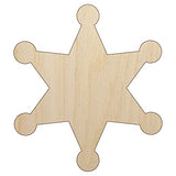 Sheriff Policeman Badge Unfinished Wood Shape Piece Cutout for DIY Craft Projects - 1/4 Inch Thick - 6.25 Inch Size Sniggle Sloth