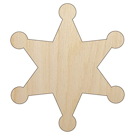 Sheriff Policeman Badge Unfinished Wood Shape Piece Cutout for DIY Craft Projects - 1/4 Inch Thick - 6.25 Inch Size Sniggle Sloth