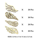 JANOU 80pcs Angel Wings Wood Slices Wooden Cutouts Unfinished Wood DIY Craft Embellishments Gift Ornaments Decoration, 2.4x1 in JANOU