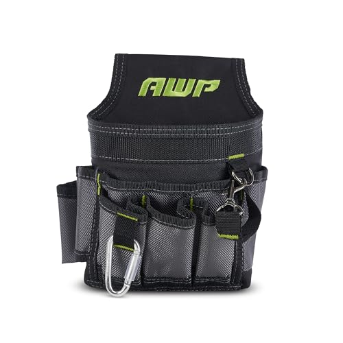 AWP Ballistic Nylon Electrician Tool Pouch | AWP Mini Electrician Tool Pouch | Black & Gray - WoodArtSupply